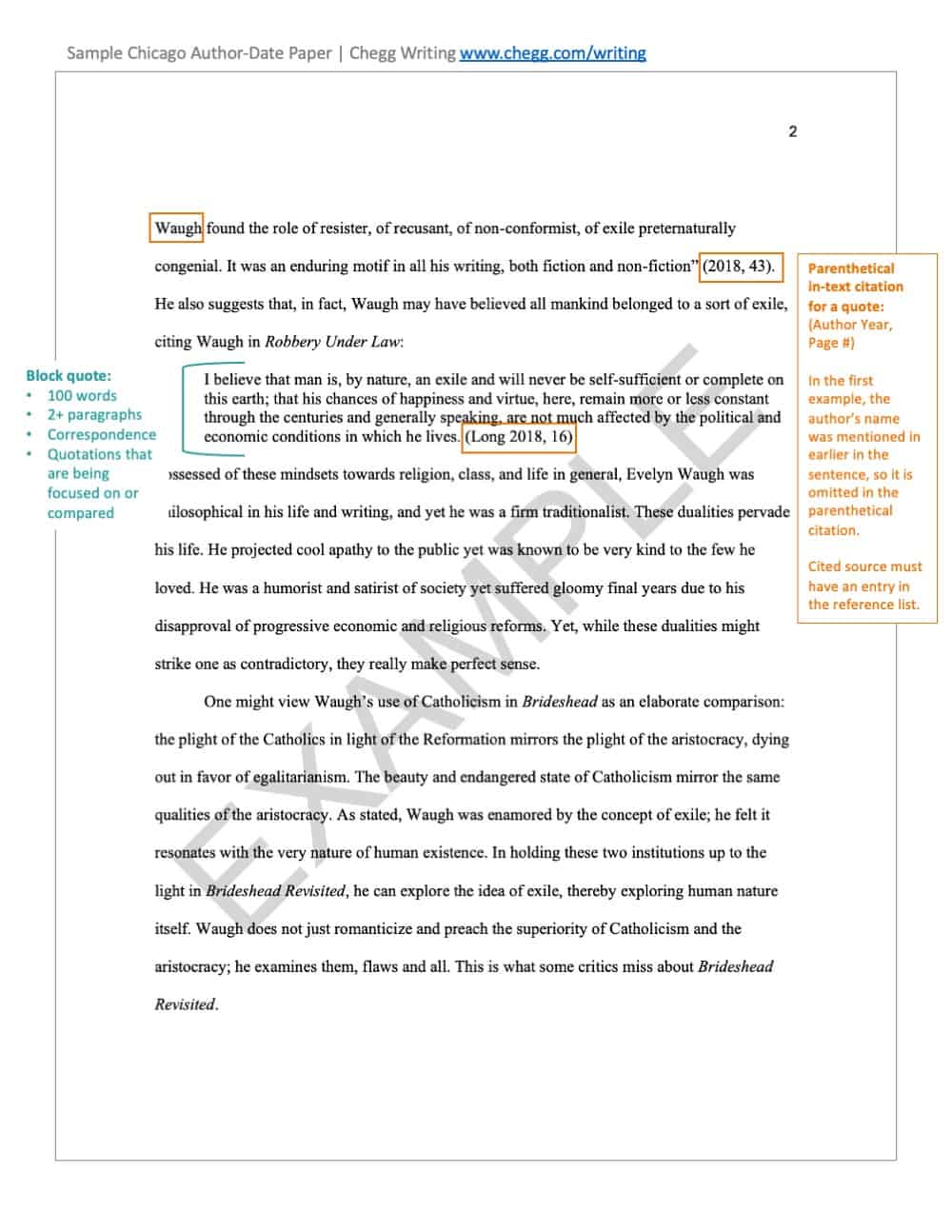 chicago style format essay example
