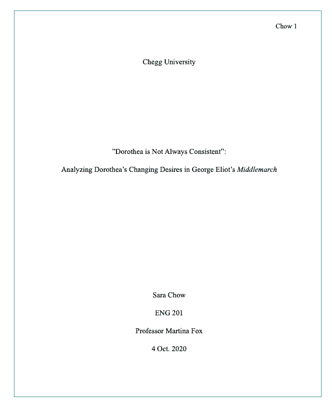 title page for essay mla format