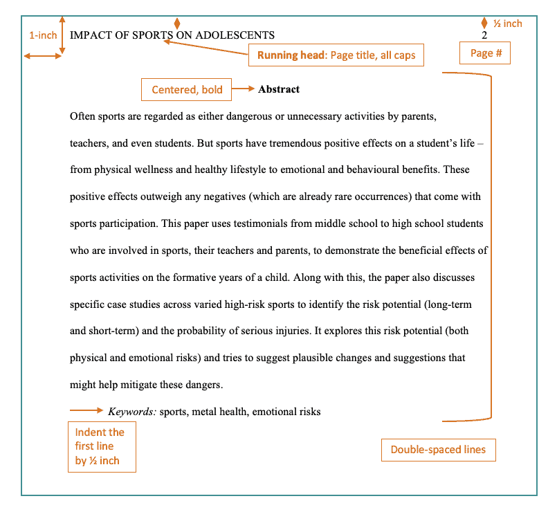 Writing An Abstract In Apa Format Chegg Writing