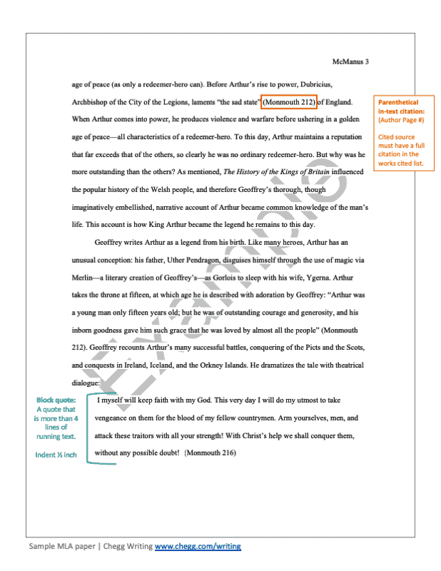 example of a paper written in mla format