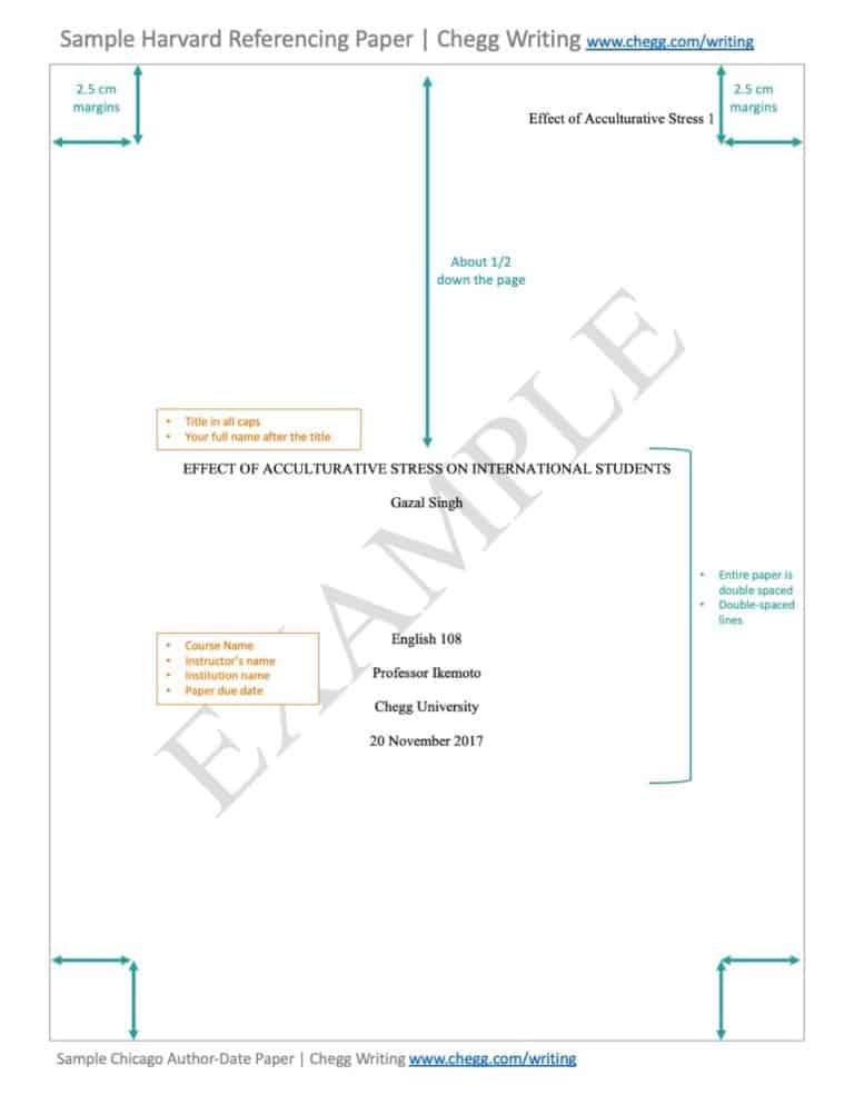 Harvard Referencing Sample Paper Chegg Writing