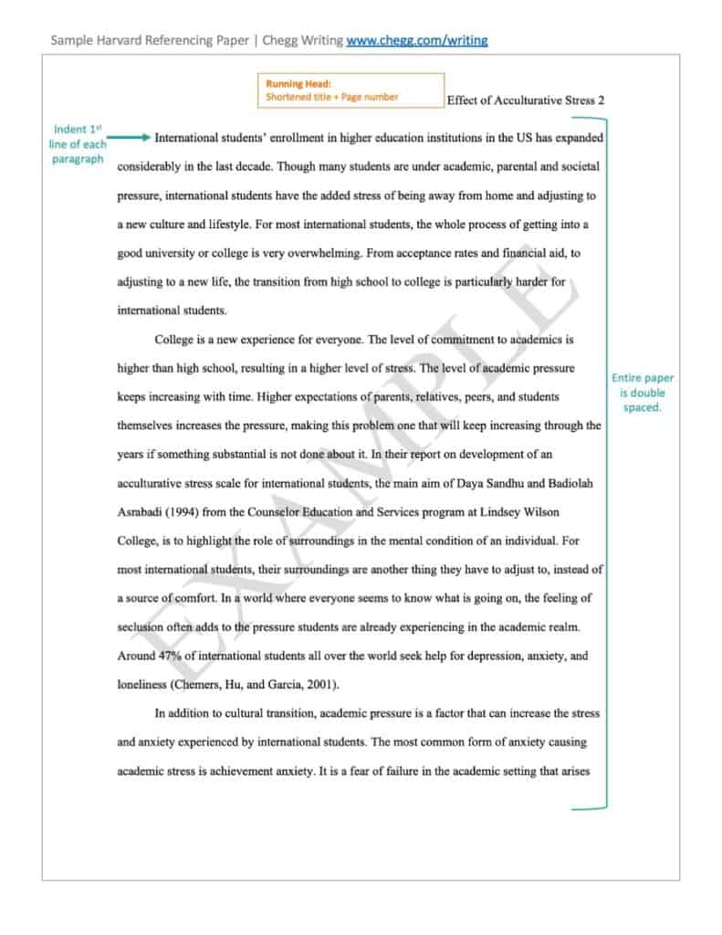 Harvard Referencing Sample Paper Chegg Writing